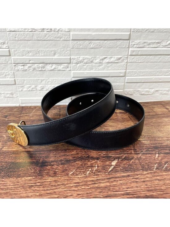 Celine Leather Triomphe Logo Buckle Belt Black main image 7